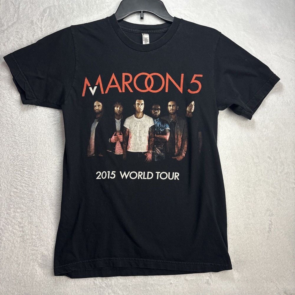 Maroon 5 2015 World Tour American Apparel T-Shirt Size S Black USA